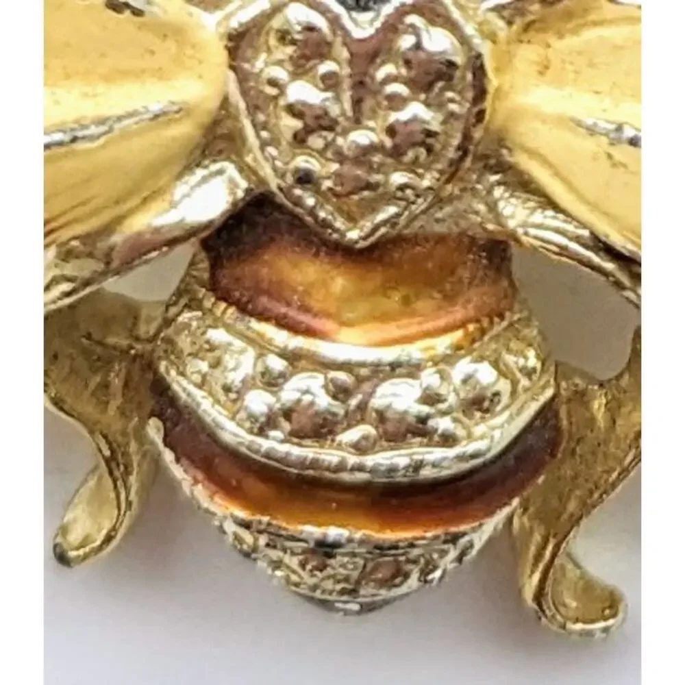 Tiny Wonder Honey Bee Pin Enamel Gold Tone Brooch Pin Vintage 1990's